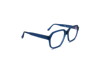 Campbell BO 089 – Acetatbrille im 70er-Vintage-Design, rechteckige Form in Blau, Seitenansicht